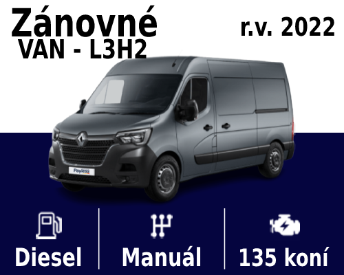 AKCIA Renault Master 2,3 L3H2 diesel / manual, zánovné