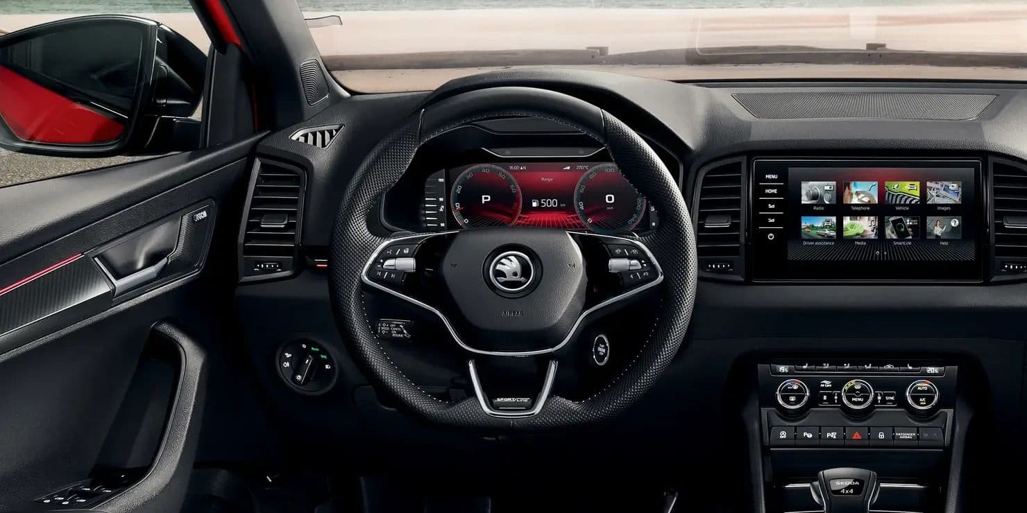 Volant auta Škoda Karoq Top Selection na dlhodobý prenájom.