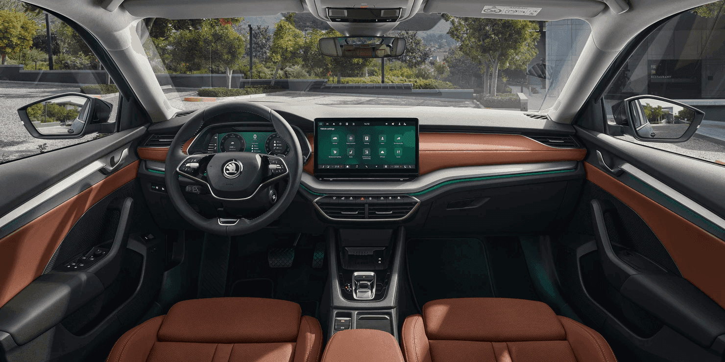 Interiér auta Škoda Octavia na dlhodobý prenájom od Payless Gigarent.