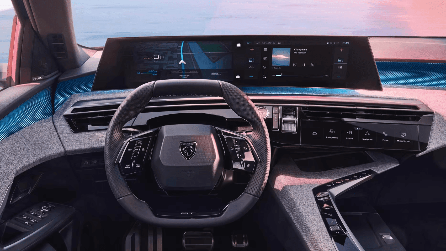 Interiér auta Peugeot 3008 na dlhodobý prenájom.