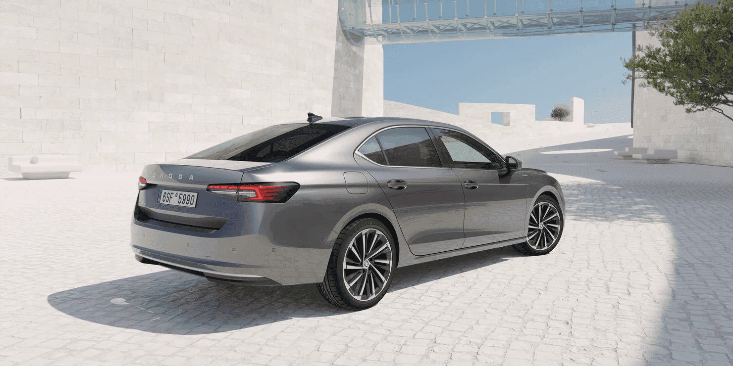 Exteriér auta Škoda Superb Sportline na dlhodobý prenájom.
