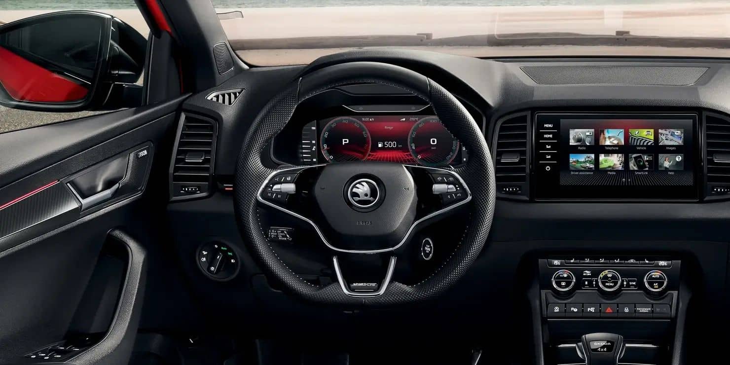 Volant auta Škoda Karoq Top Selection na dlhodobý prenájom.